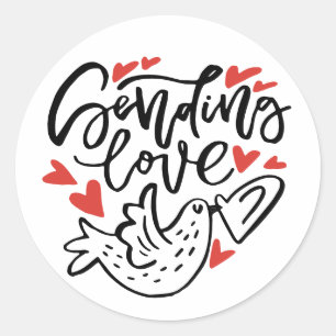 Sending Love Modern Calligraphy Valentijnsdag Ronde Sticker