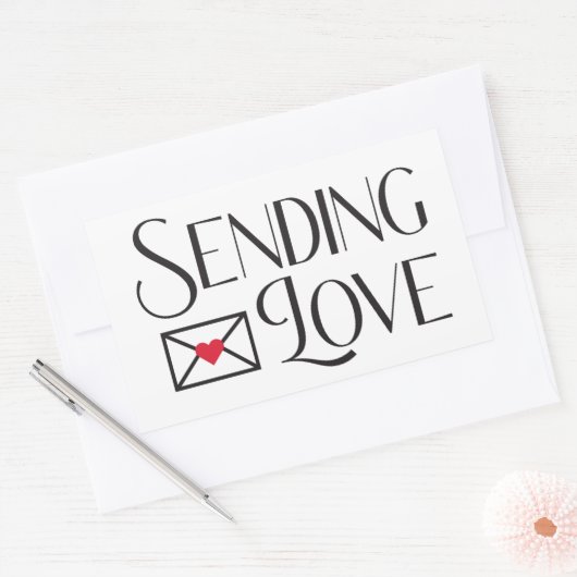 Sending Love Rechthoekige Sticker (Envelop)