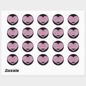 Sending Love Retro Heart Black Roze Mint Ronde Sticker (Vel)