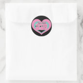 Sending Love Retro Heart Black Roze Mint Ronde Sticker (Tas)