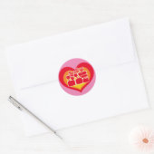 Sending Love Retro Heart Pink Red Ronde Sticker (Envelop)