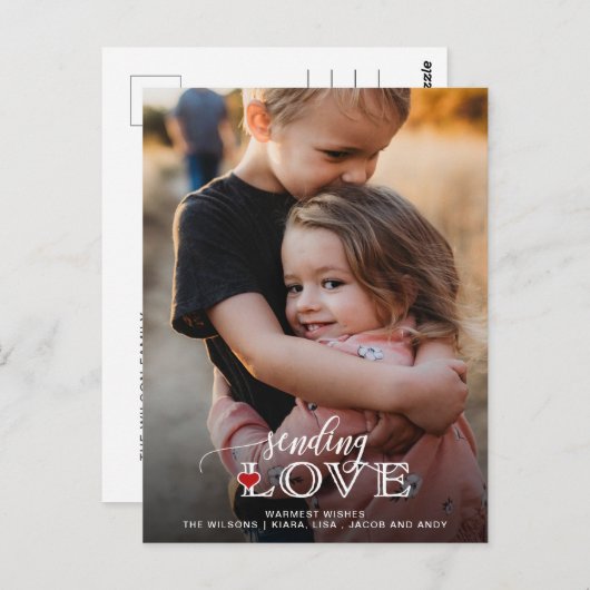 Sending Love Script Cute Photo Valentijnsdag Post Briefkaart (Voorkant / Achterkant)