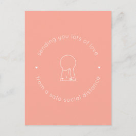 Sending Love Social Distance Pink Cute Cat Lock Briefkaart