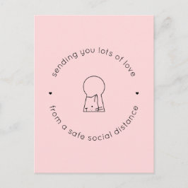 Sending Love Social Distance Pink Cute Cat Lock Briefkaart
