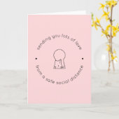Sending Love Social Distance Pink Cute Cat Lock Kaart (Gele Bloem)