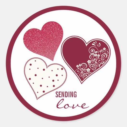 Sending Love, Valentijn Ronde Sticker (Voorkant)