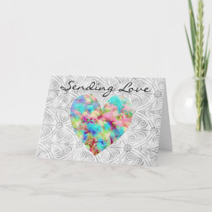 Sending Love Waterverf Heart Note Card Kaart