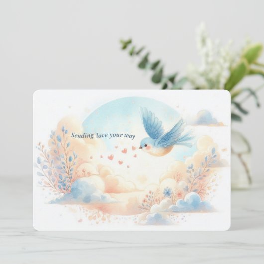 Sending Love Your Way – Personalized Flat Card Feestdagenkaart (Staand voorkant)