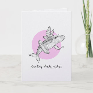 Sending whale wishes well wishes punny card kaart