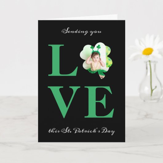 Sending you Love Foto Shamrock St. Patrick's Day Kaart (Kleine Plant)