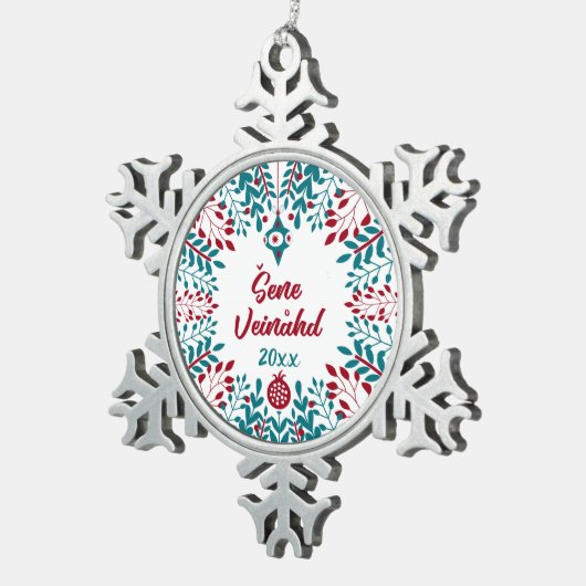 Šene Veinåhd, Beierse kerstgroet met Boarisch Tin Sneeuwvlok Ornament (Rechts)