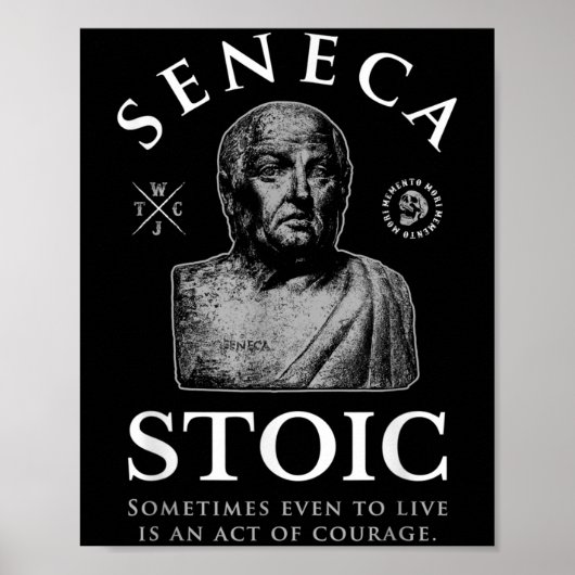 Seneca citeert "daad van moed" stoïcisme poster (Voorkant)
