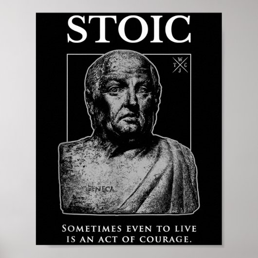Seneca "daad van moed" stoïcisme citaat poster (Voorkant)