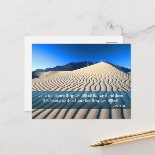 Seneca Inspirerend quote "Dare" Briefkaart (Voorkant / Achterkant in situ)