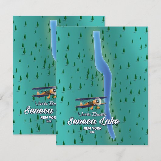 Seneca Lake, kaart van het NYC-meer (Voorkant / Achterkant)