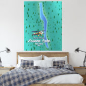 Seneca Lake, kaart van het NYC-meer Canvas Afdruk (Insitu (Slaapkamer))