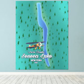 Seneca Lake, kaart van het NYC-meer Canvas Afdruk (Insitu (Houten vloer))