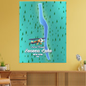 Seneca Lake, kaart van het NYC-meer Canvas Afdruk (Insitu (Woonkamer))