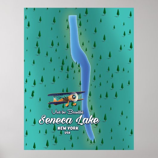 Seneca Lake, kaart van het NYC-meer Poster (Voorkant)