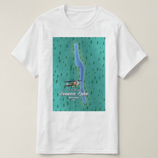 Seneca Lake, kaart van het NYC-meer T-shirt (Design voorkant)