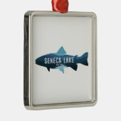 Seneca Lake New York Fish Metalen Ornament (Rechts)