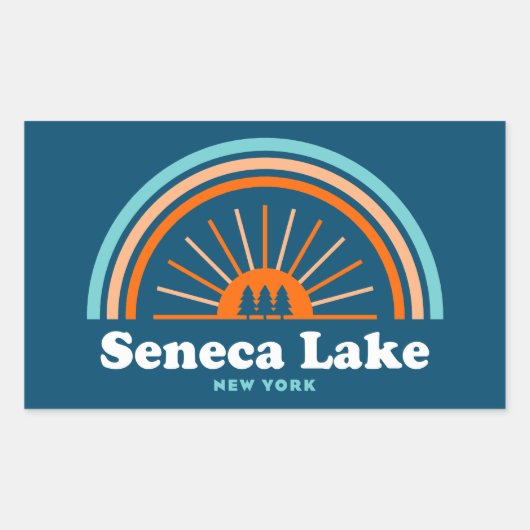 Seneca Lake New York Rainbow Rechthoekige Sticker (Voorkant)
