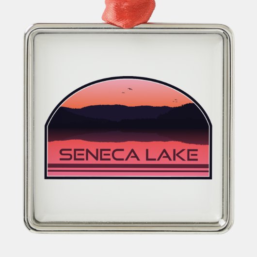 Seneca Lake New York Red Sunrise Metalen Ornament (Voorkant)
