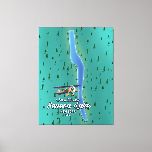 Seneca Lake, NYC meer kaart Canvas Afdruk (Voorkant)
