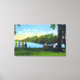 Seneca Lake Park Scene Canvas Afdruk