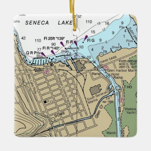 Seneca Lake Watkins NY Chart Keramisch Ornament (Voorkant)