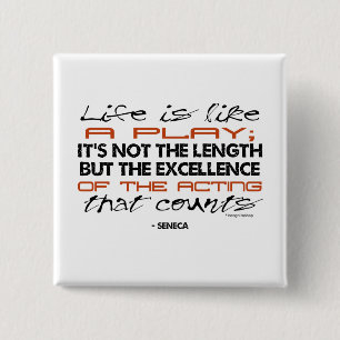 Seneca Quote over Actie Vierkante Button 5,1 Cm