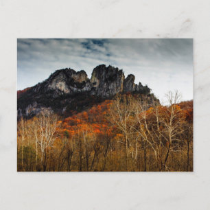 Seneca Rocks in Herfsten, West Virginia Briefkaart