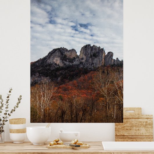 Seneca Rocks in Herfsten, West Virginia Poster (Keuken)