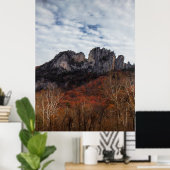 Seneca Rocks in Herfsten, West Virginia Poster (Thuiskantoor)