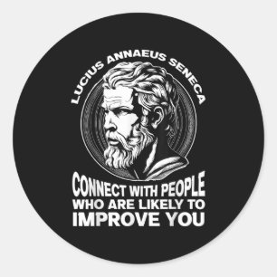 Seneca Stoïcijnse filosoof Motivatie Zelf Verbeter Ronde Sticker