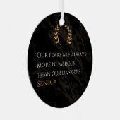 Seneca's Insight: Angsten in vergelijking met echt Metalen Ornament (Voorkant Rechts)