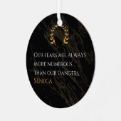 Seneca's Insight: Angsten in vergelijking met echt Metalen Ornament (Voorkant links)