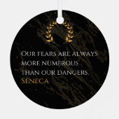 Seneca's Insight: Angsten in vergelijking met echt Metalen Ornament (Achterkant)