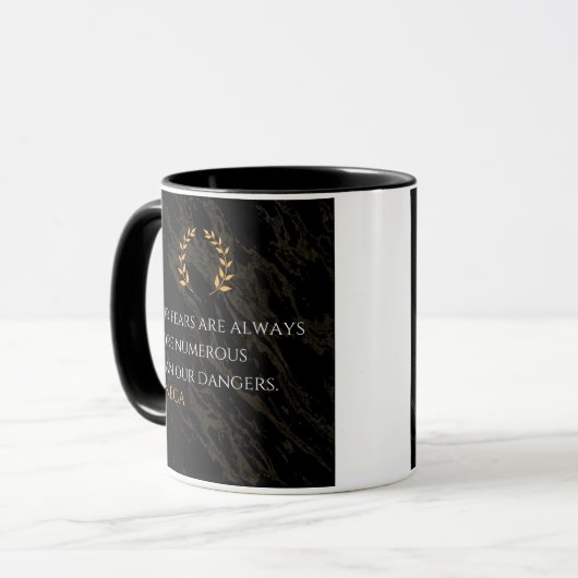 Seneca's Insight: Angsten in vergelijking met echt Mok (Voorkant links)