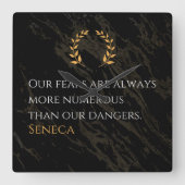 Seneca's Insight: Angsten in vergelijking met echt Vierkante Klok (Voorkant)