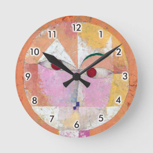 Senecio, Paul Klee Square Wall Clock Ronde Klok