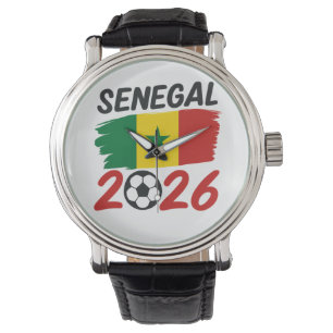 Senegal 2026 Voetbalfanontwerp met ster voetbal Horloge