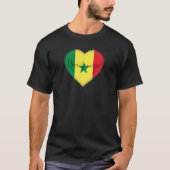 Senegal Flag Colors Heart T-Shirt (Voorkant)