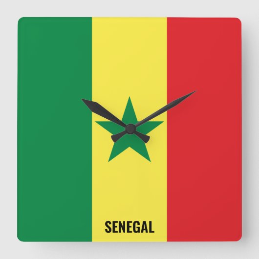 Senegal Flag Dazzling Patriotic Vierkante Klok (Voorkant)
