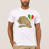 Senegal Flag Heart en Map T-Shirt (Voorkant)