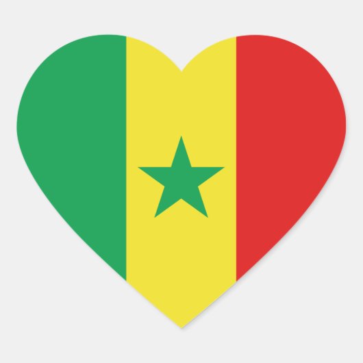 Senegal Flag Heart Sticker (Voorkant)