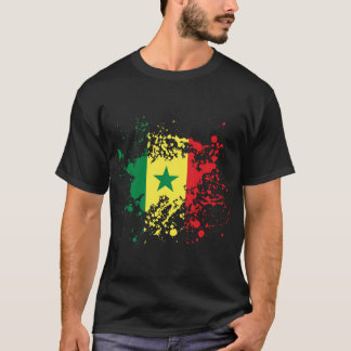 Senegal Flag Ink Splatter T-shirt