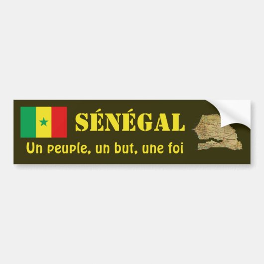 Senegal Flag + Map Bumpersticker (Voorkant)