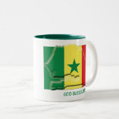 SENEGAL FLAG MAP Scripture Gepersonaliseerd Tweekleurige Koffiemok (Voorkant rechts)
