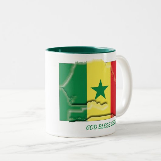 SENEGAL FLAG MAP Scripture Gepersonaliseerd Tweekleurige Koffiemok (Voorkant rechts)